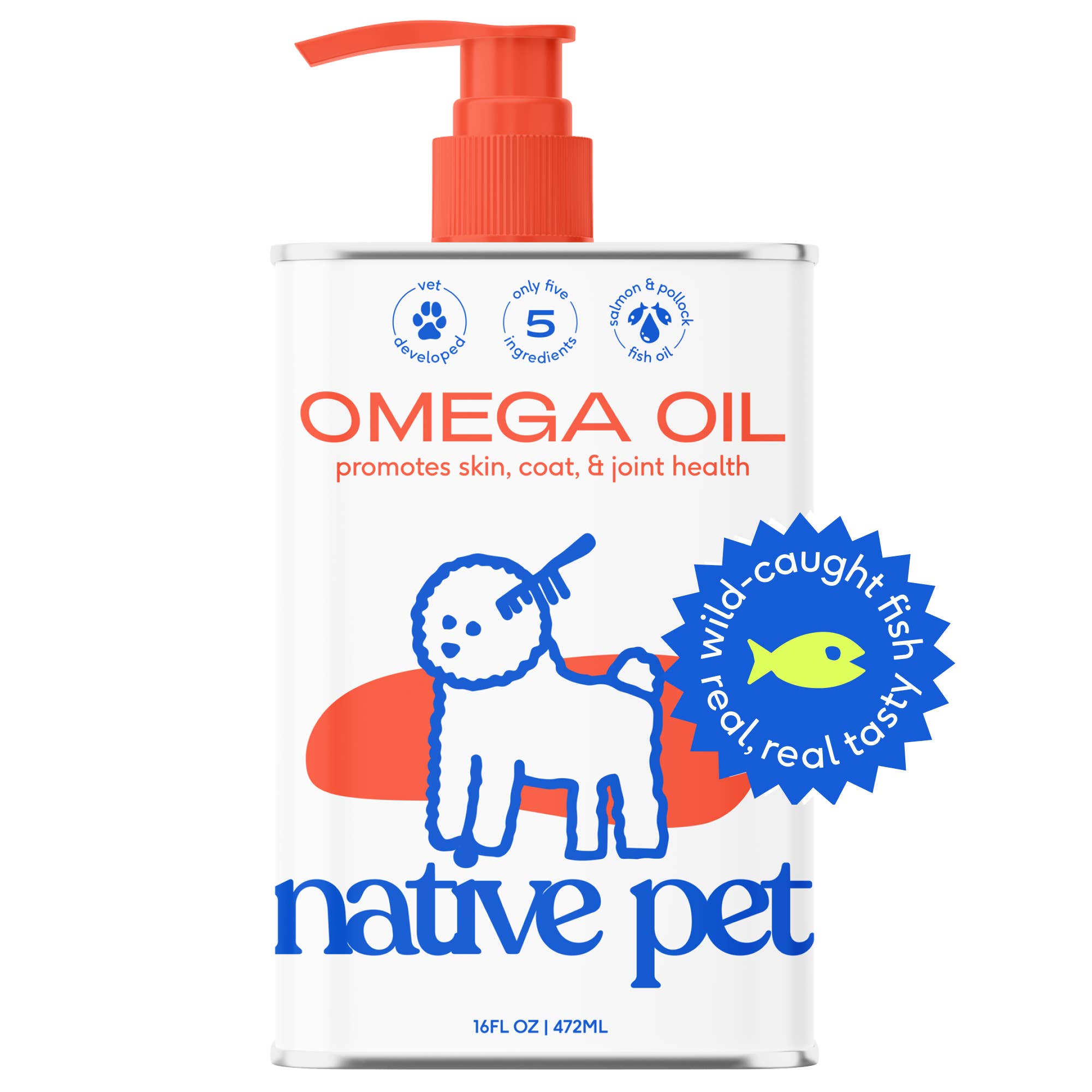 Native Pet - Omega-3 Fish Oil, Skin & Coat Health Supplement for Dogs: 8 oz